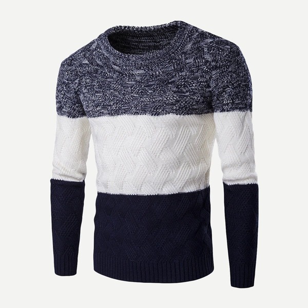 

Men Color Block Pattern Contrast Jumper