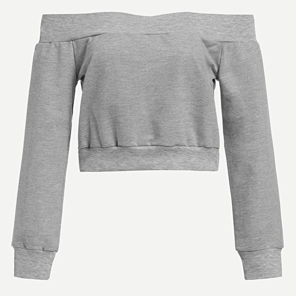 

Off Shoulder Solid Sweatshirt