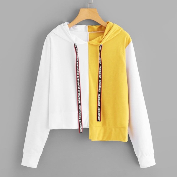 

Plus Cut And Sew Panel Sweatshirt, Yellow
