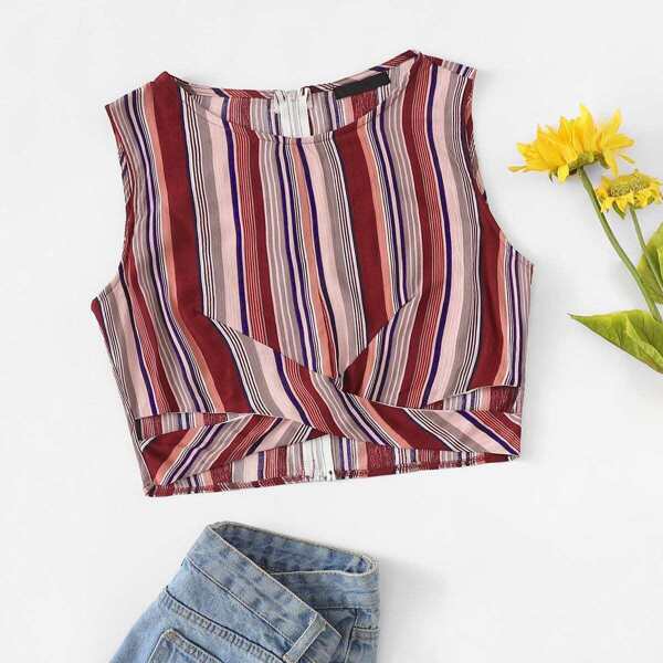 

Zip Back Striped Shell Top