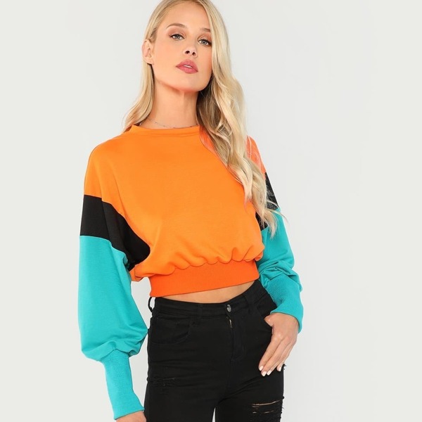 

Cut and Sew Sweatshirt, Multicolor bright