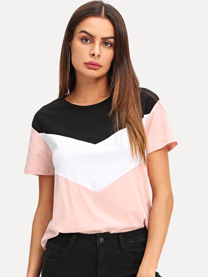 Camiseta de manga corta color block