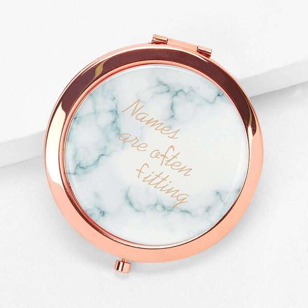 

Letter Print Round Mirror, Multicolor