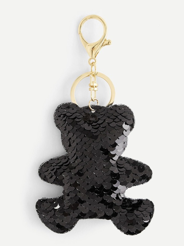 

Bear Shaped Sequin Keychain, Black