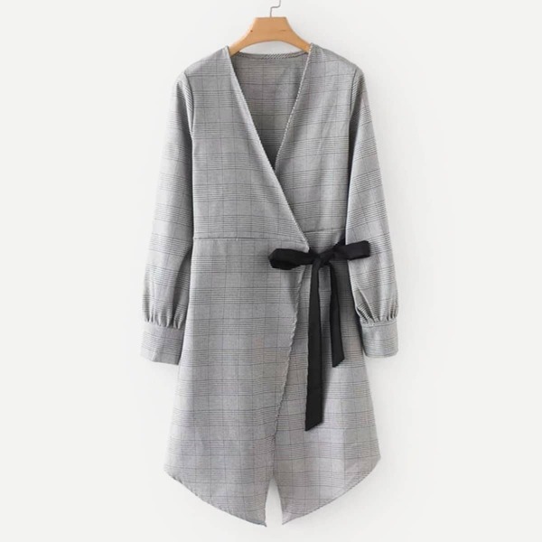 

Glen Plaid Wrap Dress