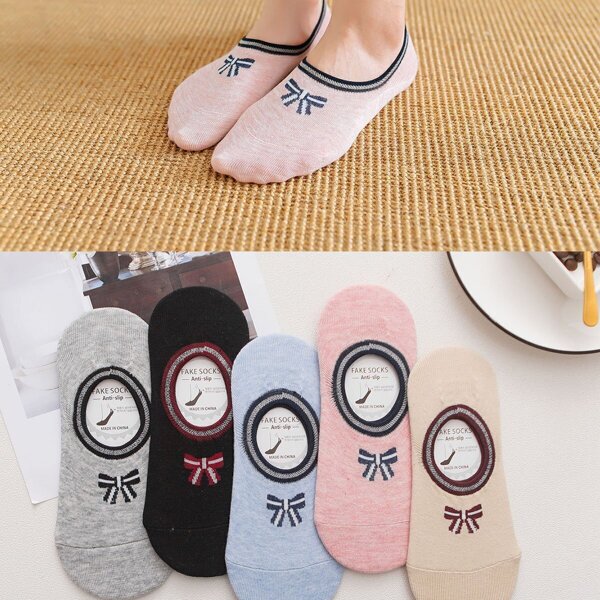 

Bow Pattern Invisible Socks 5pairs, Multicolor