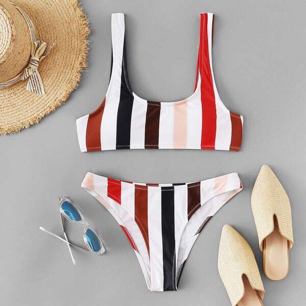 

Striped Bikini Set, Multicolor
