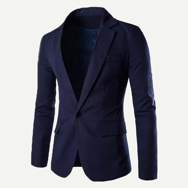 

Men Plain Single Button Blazer
