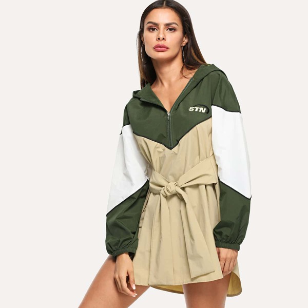 

Color Block Hooded Dress, Multicolor