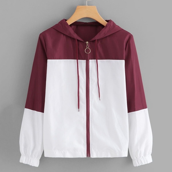 

Zipper Hooded Coat, Multicolor