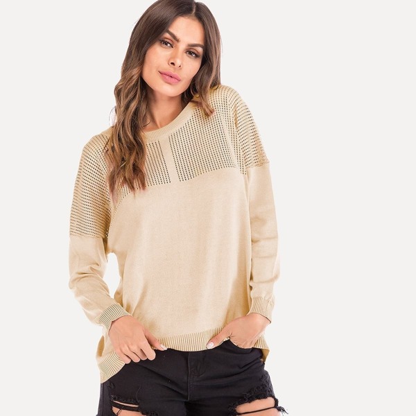 

Cut Out Solid Sweater, Khaki