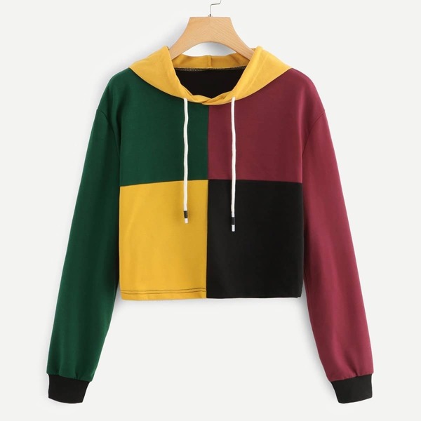 

Color Block Hooded Sweatshirt, Multicolor