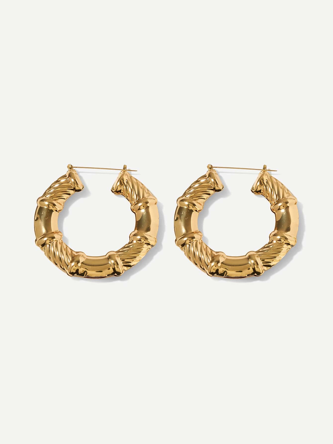 bamboo joint design hoop earrings