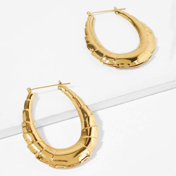 

Metal Waterdrop Hoop Earrings 1pair, Gold