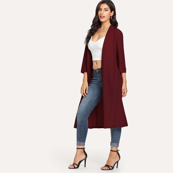 

Basic Shawl Neck Kimono, Burgundy