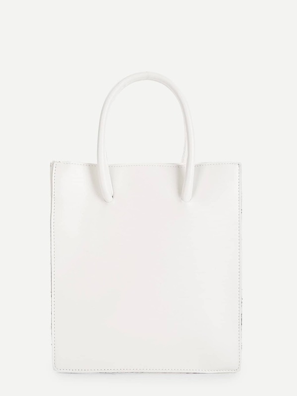 

PU Satchel Bag With Strap, White