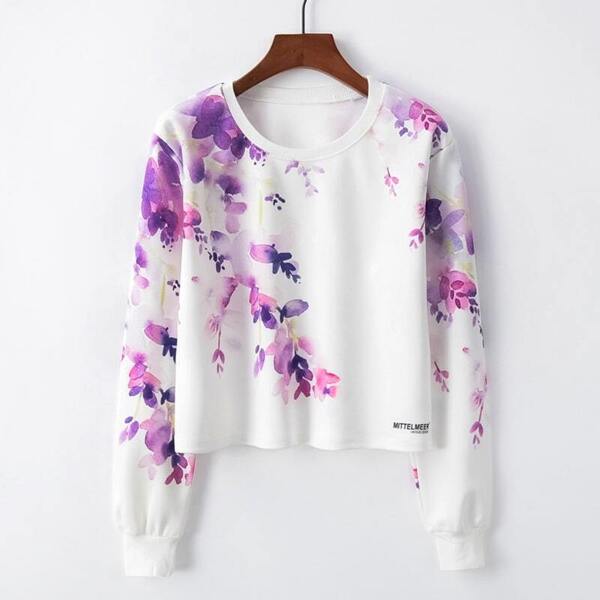 

Floral Print Sweatshirt, Multicolor