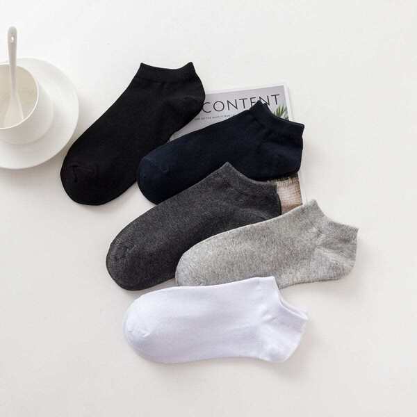 

Men Plain Ankle Sock 5pairs, Multicolor