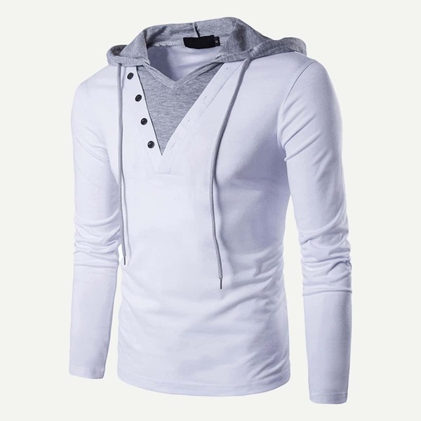 

Men Cut And Sew Panel Hooded Sweatshirt