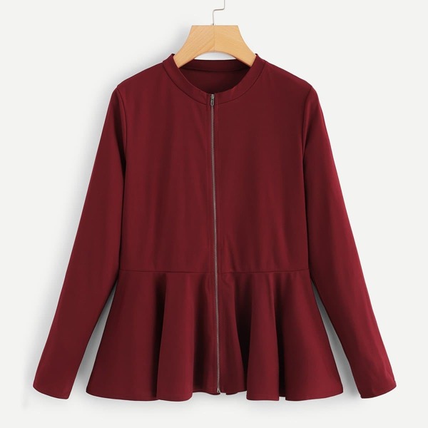 

Ruffle Hem Zip Up Jacket