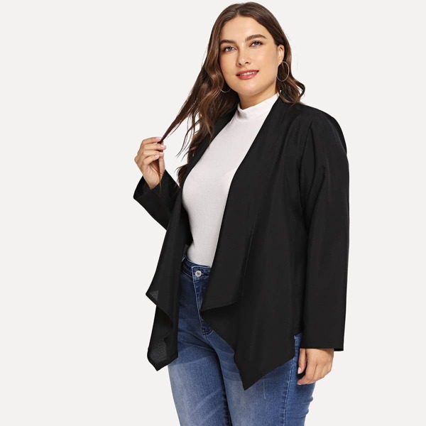 

Plus Shawl Collar Solid Coat