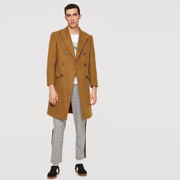 

Men Double Breasted Notched Coat