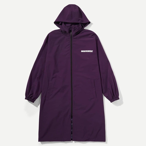 

Men Zip Up Hoodie Letter Print Coat