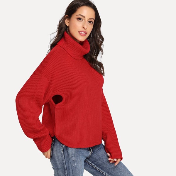 

Cut Out Oversized Ribbed Knit Sweater