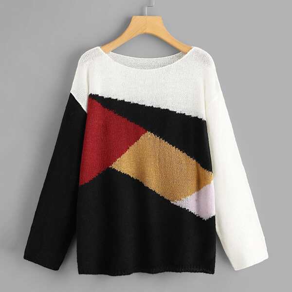 

Color Block Drop Shoulder Sweater