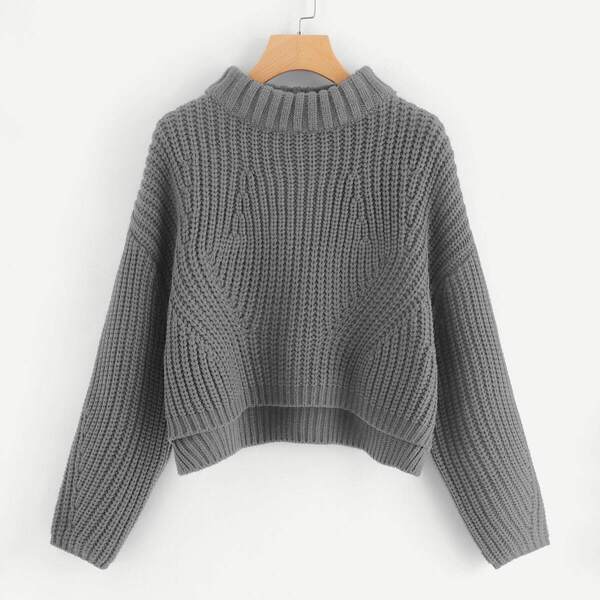

Drop Shoulder Step Hem Sweater
