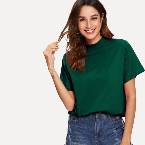 

Mock Neck Boxy Tee