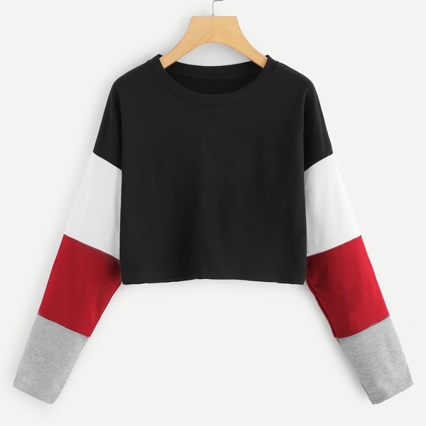 

Cut And Sew Sleeve Crop Pullover