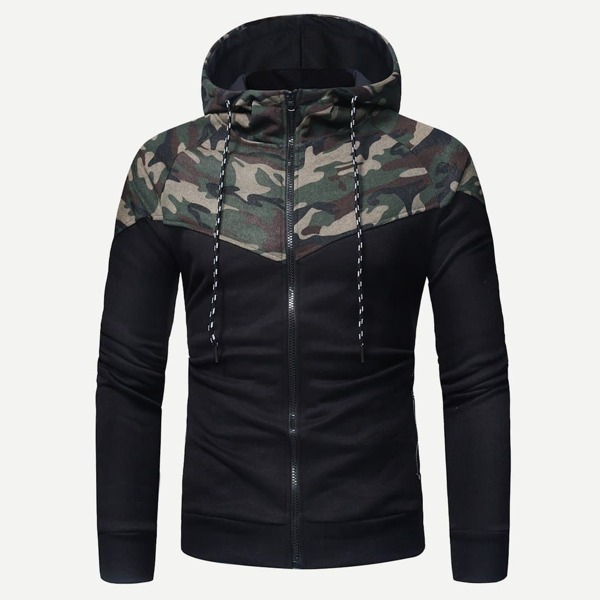 

Men Camo Print Hooded Sweatshirt, Multicolor