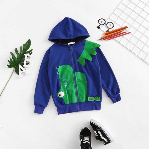 

Toddler Boys Cartoon Print Hooded Jacket