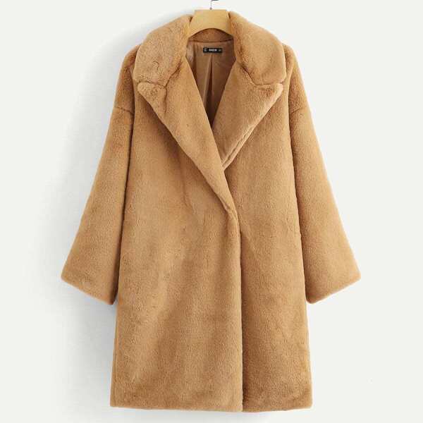 

Button Front Faux Fur Teddy Coat