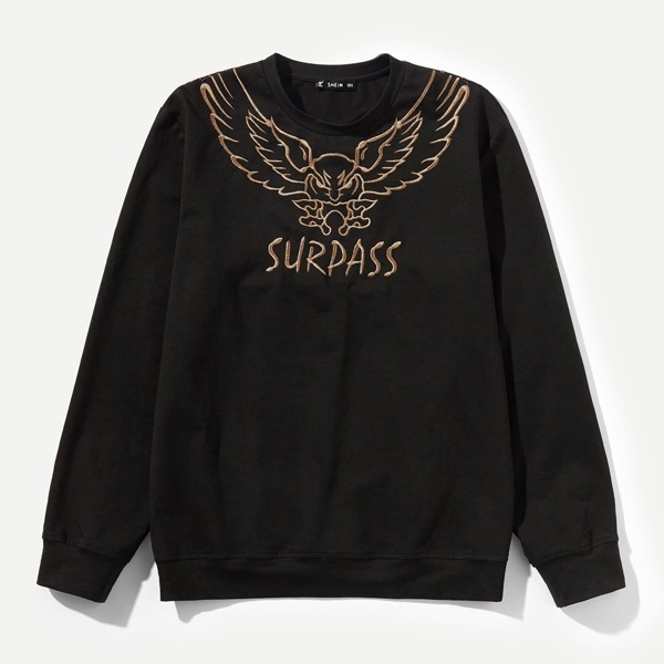 

Men Crew Neck Mixed Print Sweatshirt, Black