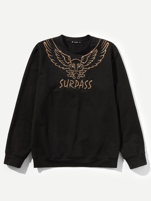 

Men Crew Neck Mixed Print Sweatshirt, Black
