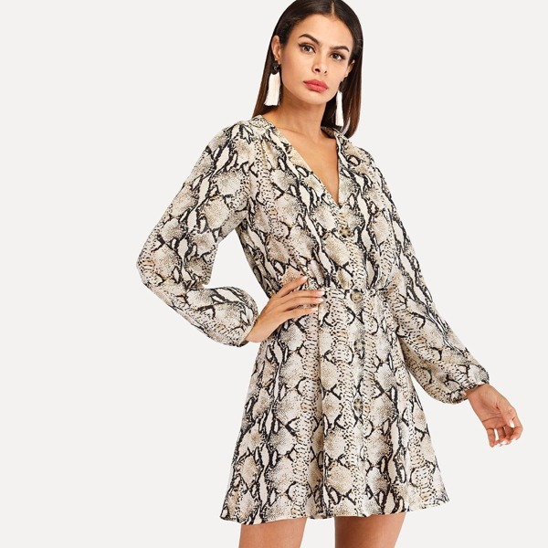 

Button Through Snakeskin Dress