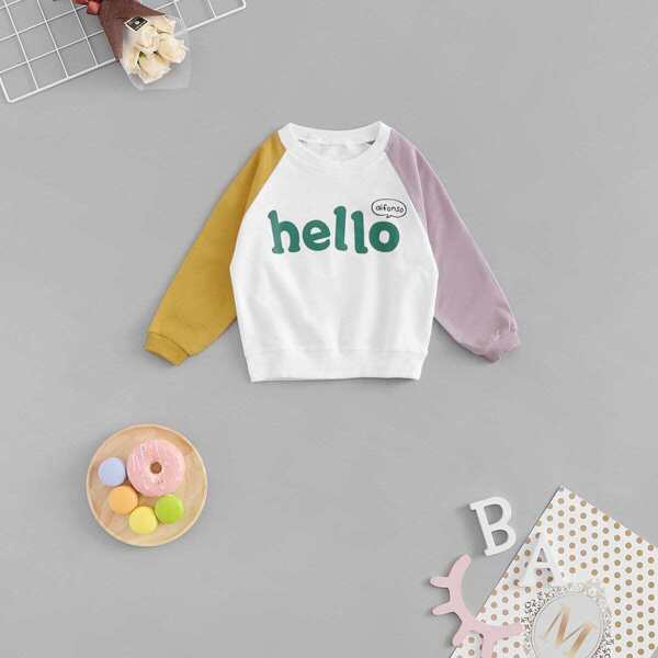 

Toddler Girls Letter Print Contrast Raglan Sleeve Sweatshirt