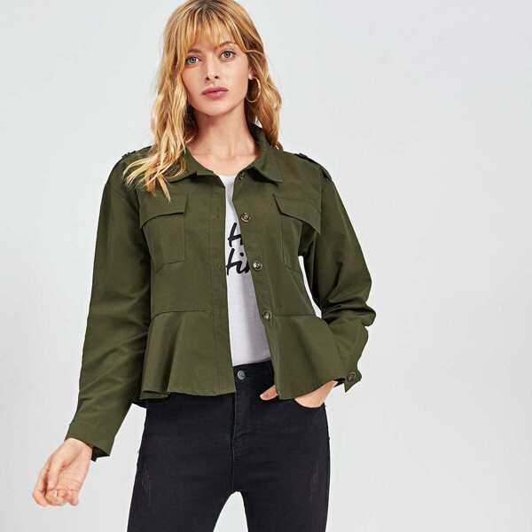 

Ruffle Hem Plain Jacket