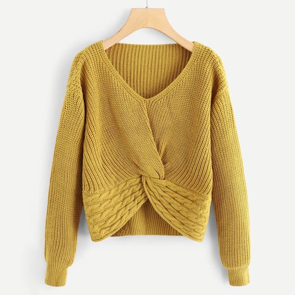

Ribbed Twist Hem Jumper, Yellow