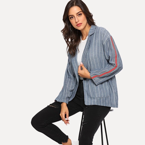 

Pinstripe Drop Shoulder Blazer