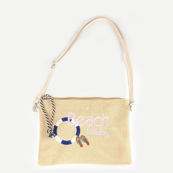 

Girls Letter Embroidery Straw Bag