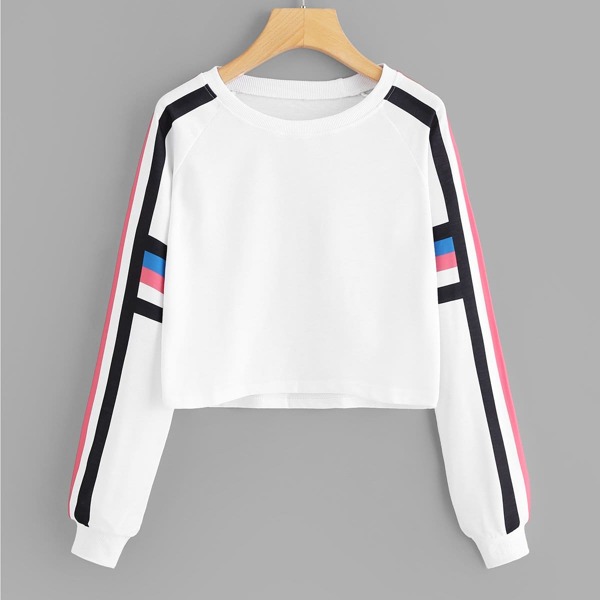 

Contrast Striped Sweatshirt, White