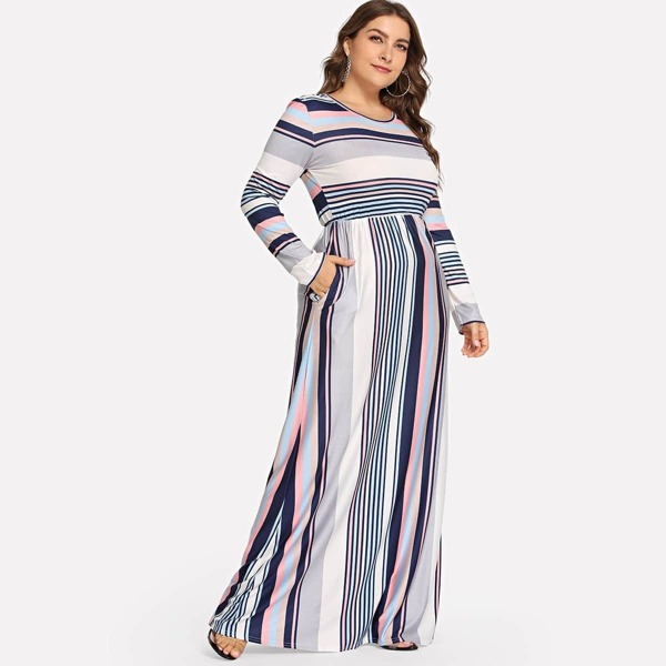 

Plus Colorful Striped Dress