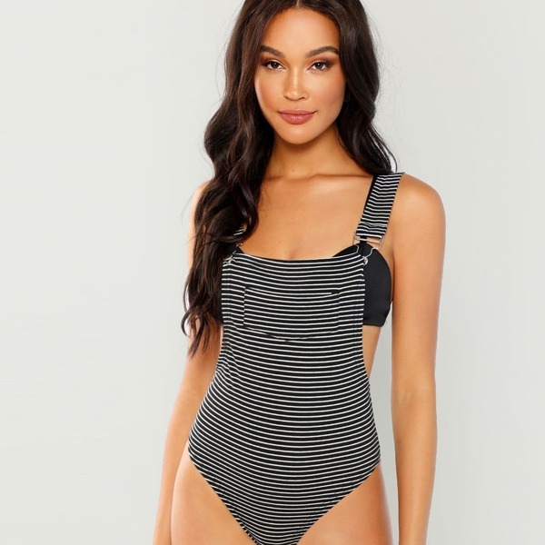 

Stripe Bodysuit with Suspender Straps