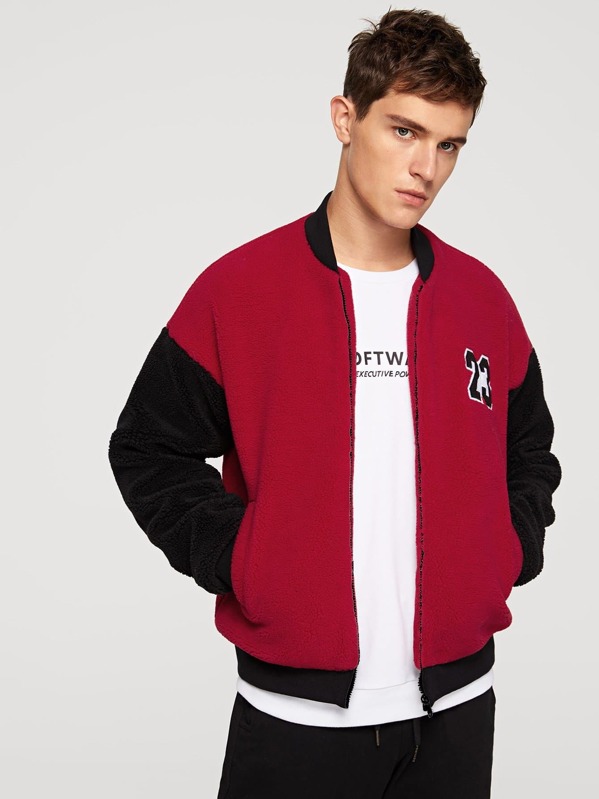 

Men Zip Front Pocket Letter Bomber Jacket, Multicolor, Vitaly