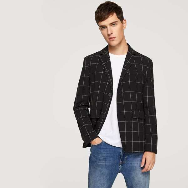 

Men Grid Print Blazer
