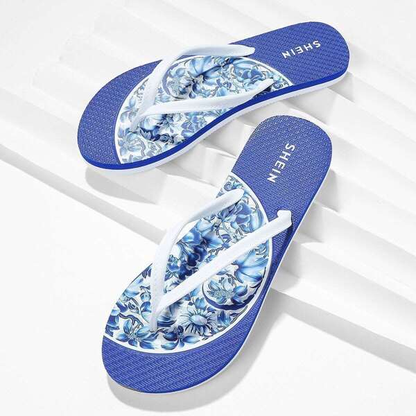 

Floral Print Toe Post Flip Flops