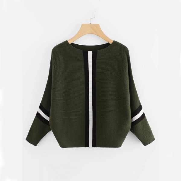 

Plus Stripe Contrast Knit Jumper